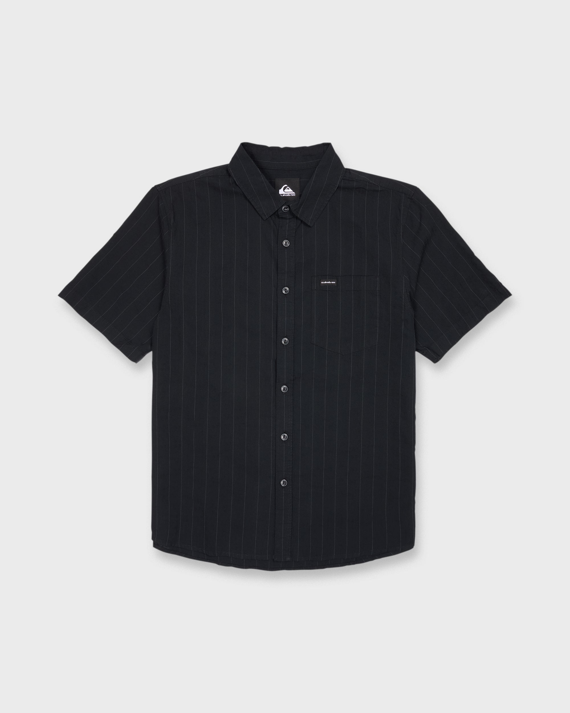 Dobby Stripe Classic Short Sleeve Seersucker Shirt - Anthracite