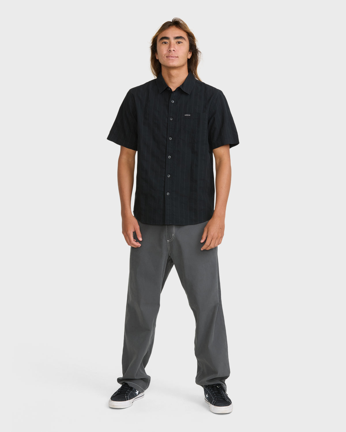 Dobby-Stripe-Classic-Short-Sleeve-Seersucker-Shirt-Anthracite-3