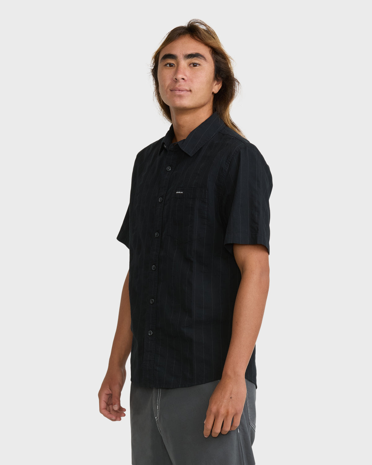 Dobby-Stripe-Classic-Short-Sleeve-Seersucker-Shirt-Anthracite-4