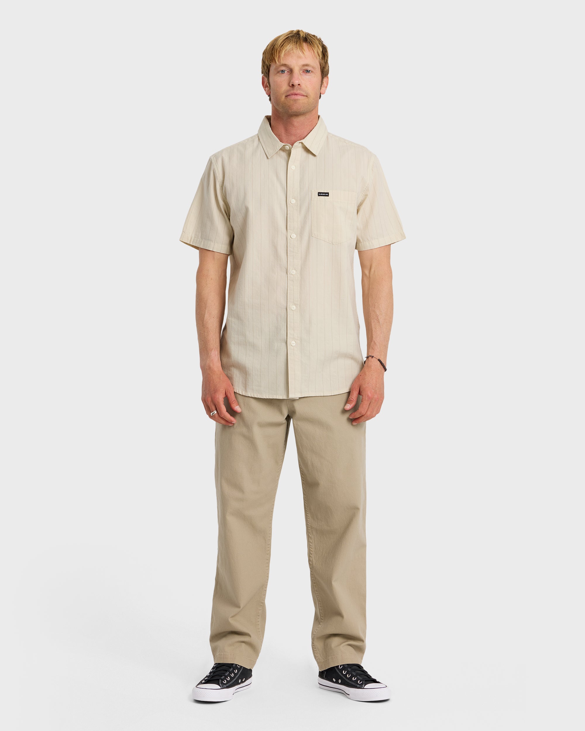 Dobby Stripe Classic Short Sleeve Shirt - Bone White | Quiksilver