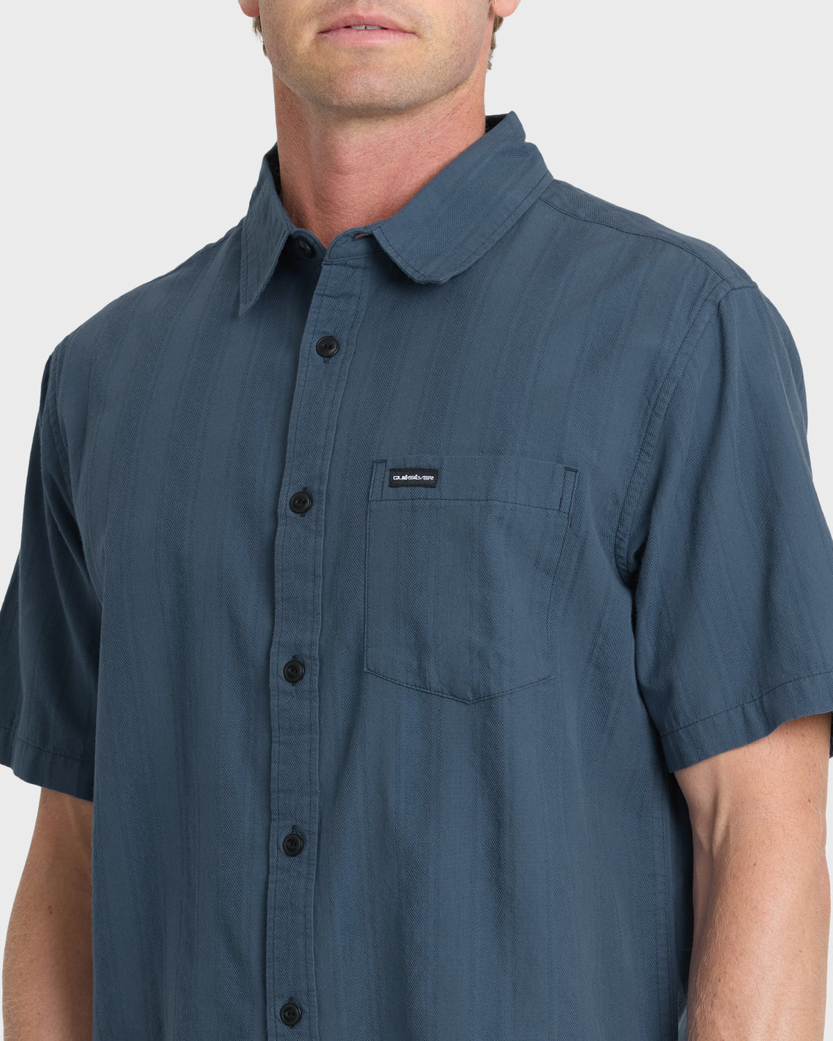 Dobby-Stripe-Classic-Short-Sleeve-Woven-Shirt-Dark-Denim-5