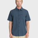 Dobby Stripe Classic Short Sleeve Woven Shirt - Dark Denim