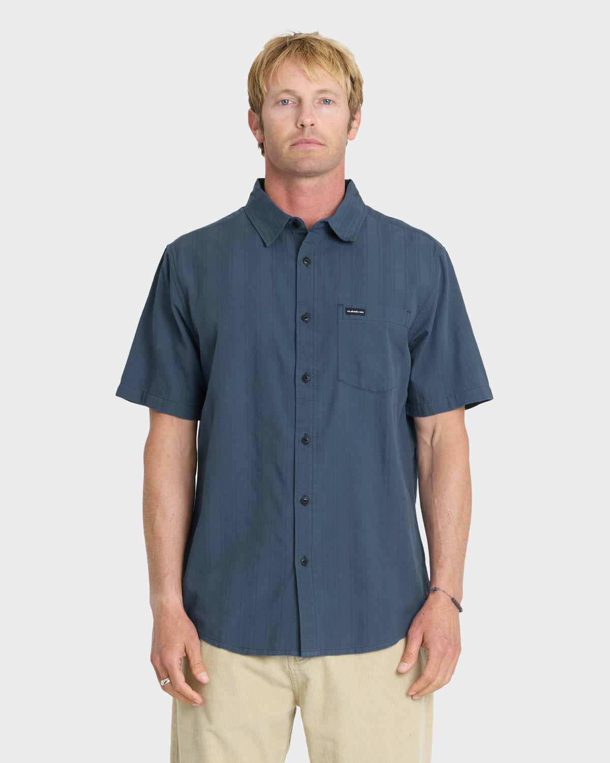 Dobby-Stripe-Classic-Short-Sleeve-Woven-Shirt-Dark-Denim-1