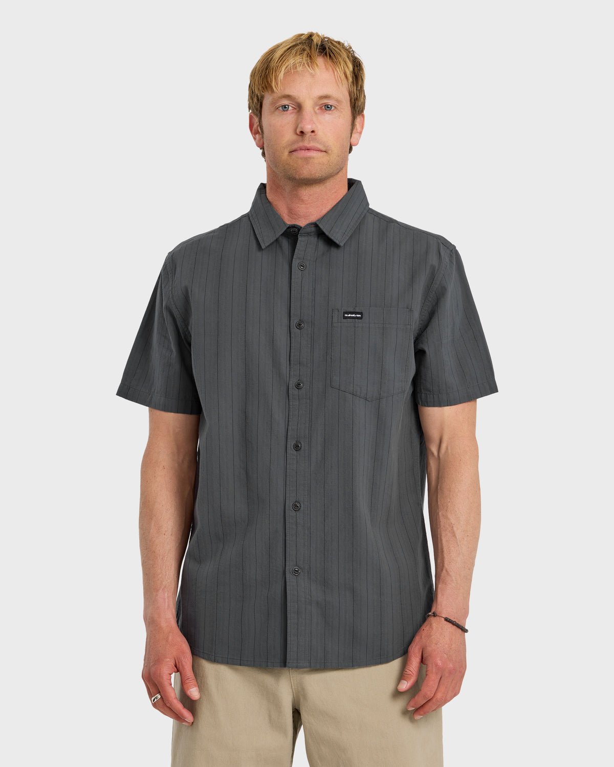 Dobby Stripe Classic Short Sleeve Shirt - Iron Gate