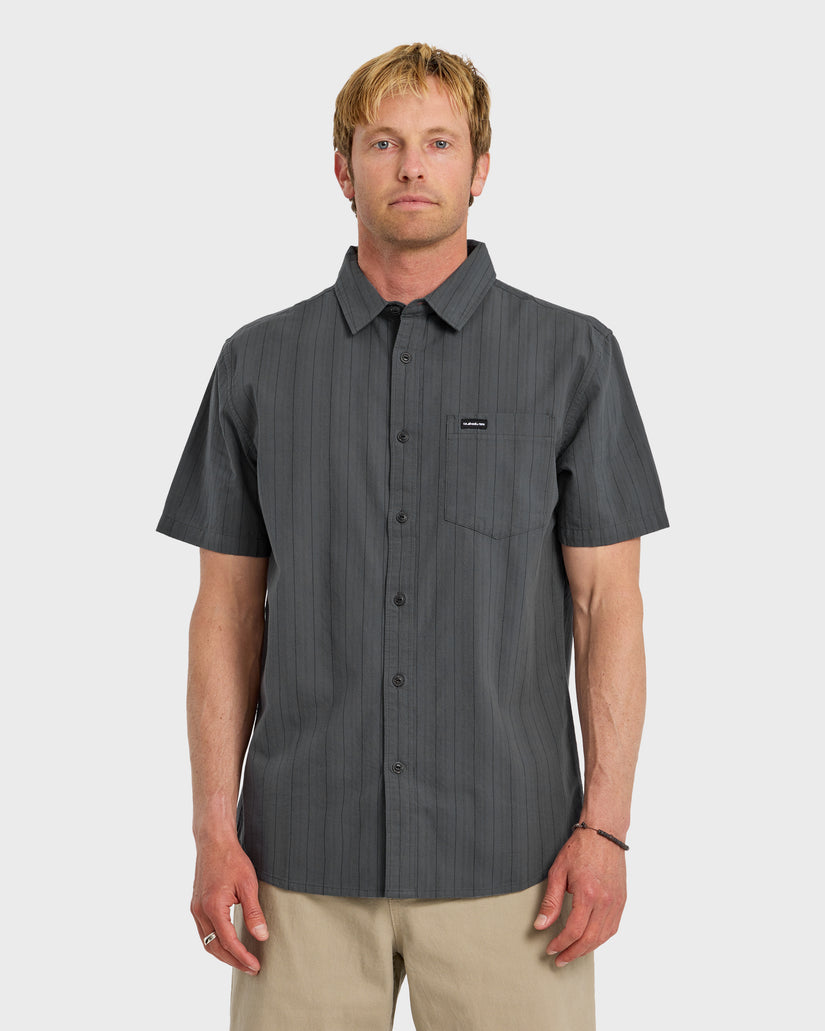 Dobby Stripe Classic Short Sleeve Shirt - Iron Gate