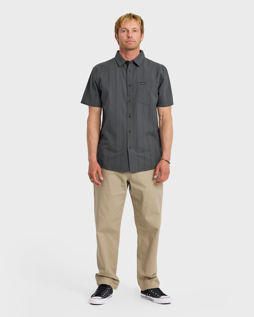 Dobby Stripe Classic Short Sleeve Shirt - Iron Gate