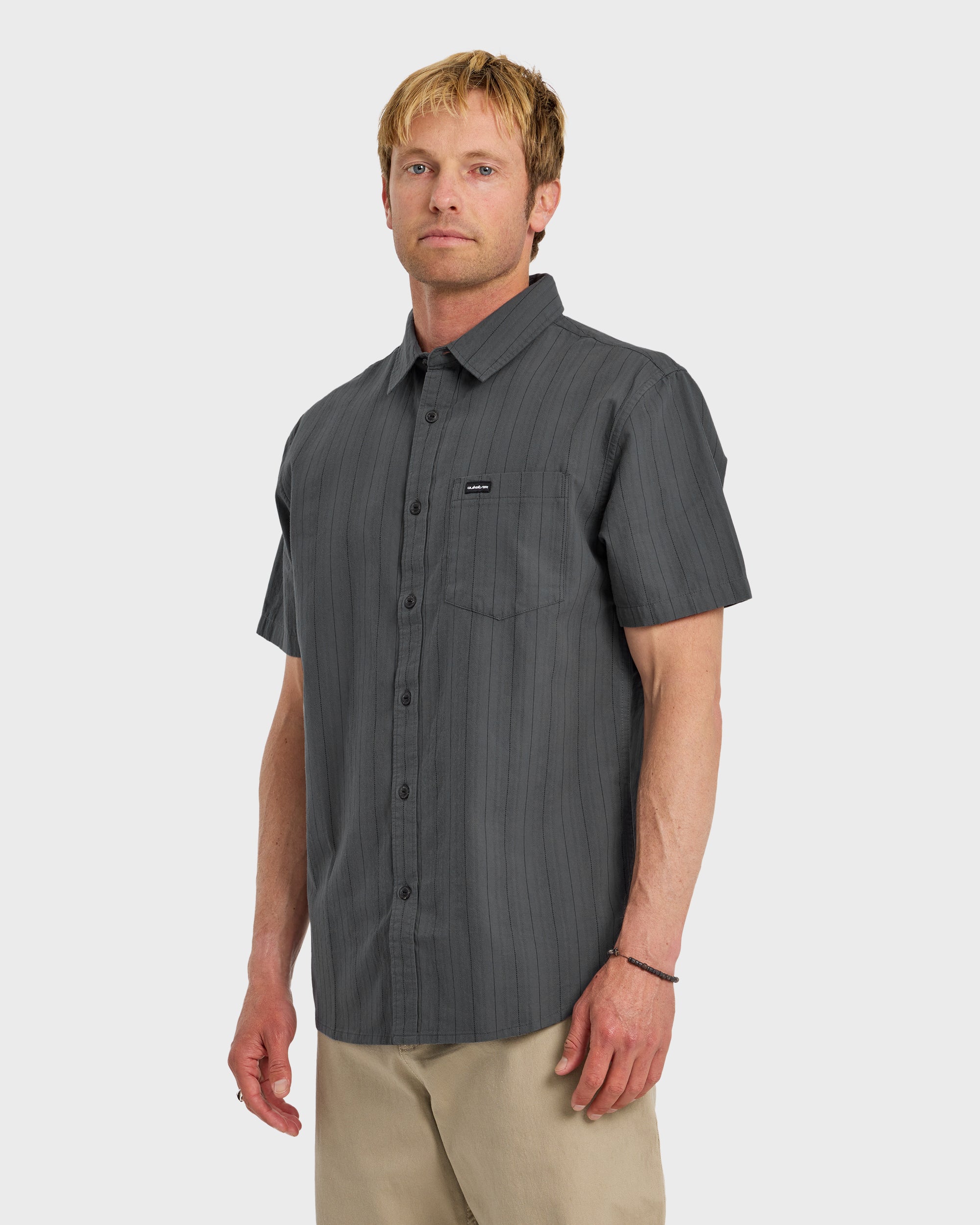 Dobby Stripe Classic Short Sleeve Shirt - Iron Gate | Quiksilver