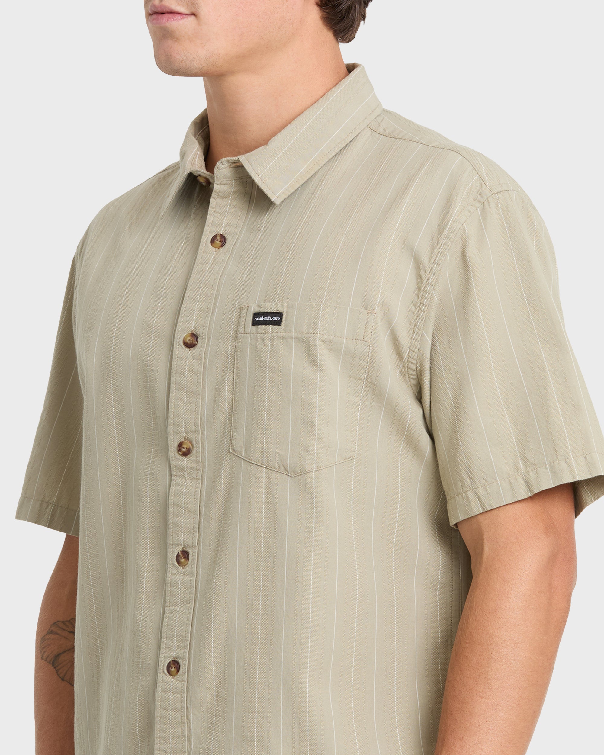 Dobby Stripe Classic Short Sleeve Woven Shirt - Seneca Rock