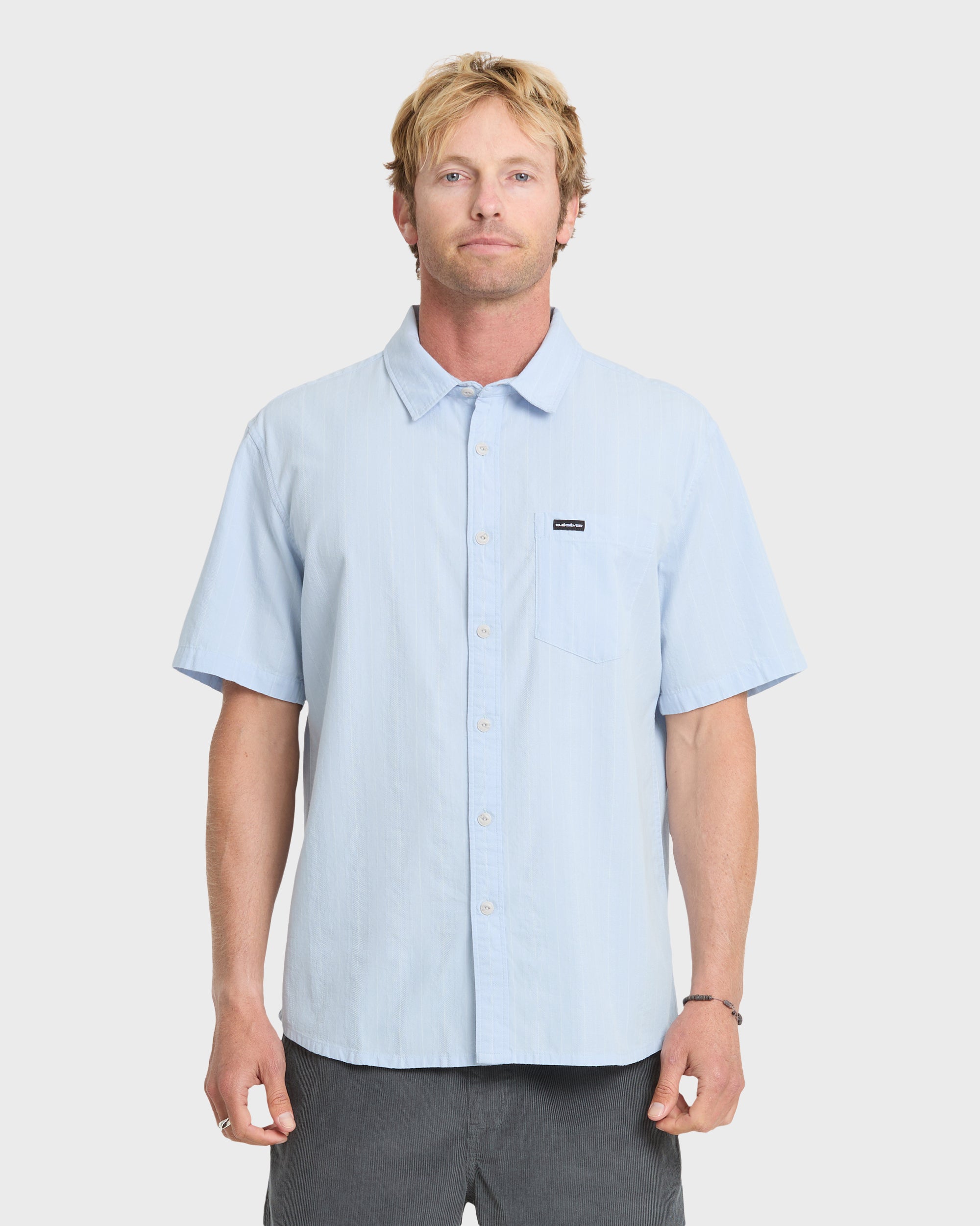 Dobby Stripe Classic Short Sleeve Woven Shirt - Skyway | Quiksilver