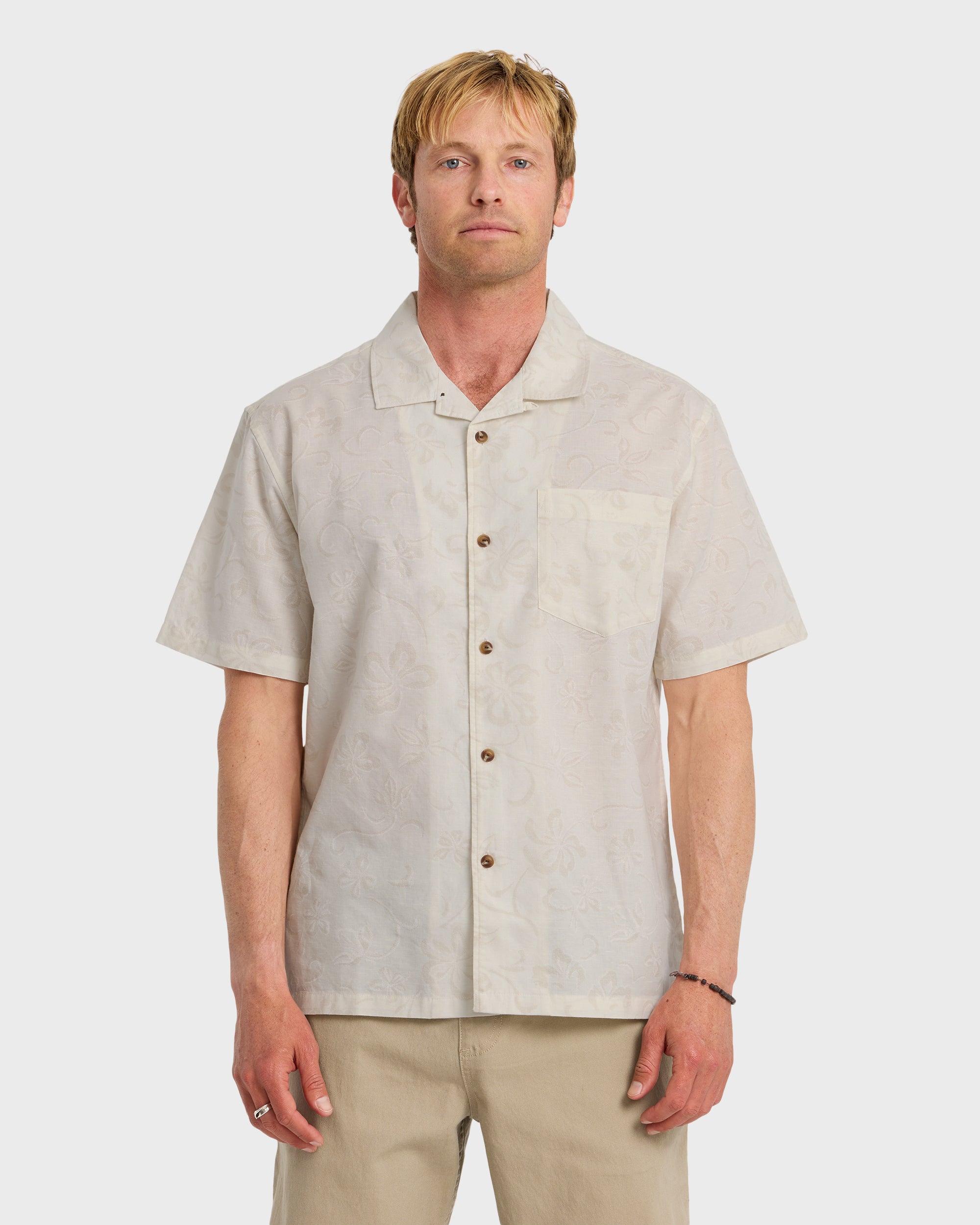 Lo-Biscus DNA Short Sleeve Camp Shirt - Snow White | Quiksilver