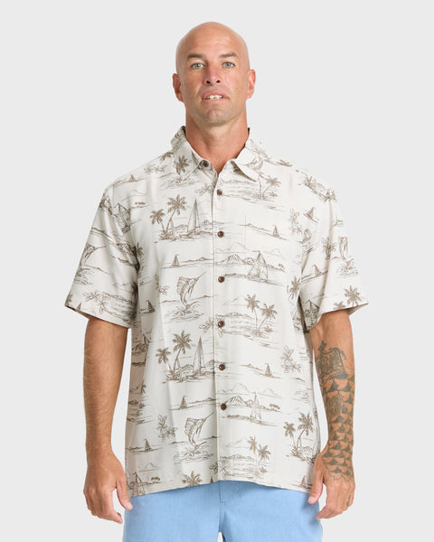 Waterman Sail Away Short Sleeve Shirt - Moonbeam | Quiksilver