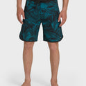 Aruba Palm Scallop 19" Boardshorts - Black