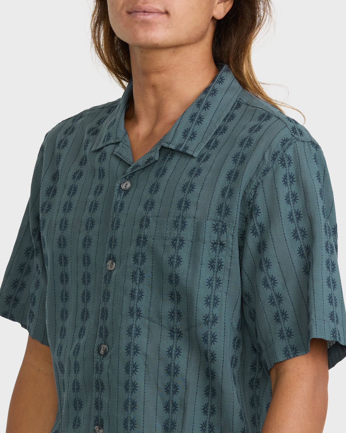Bishop-Jacquard-Camp-Short-Sleeve-Cotton-Shirt-Dark-Slate-5