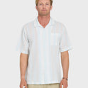 Bishop Jacquard Camp Short Sleeve Cotton Shirt - Skyway