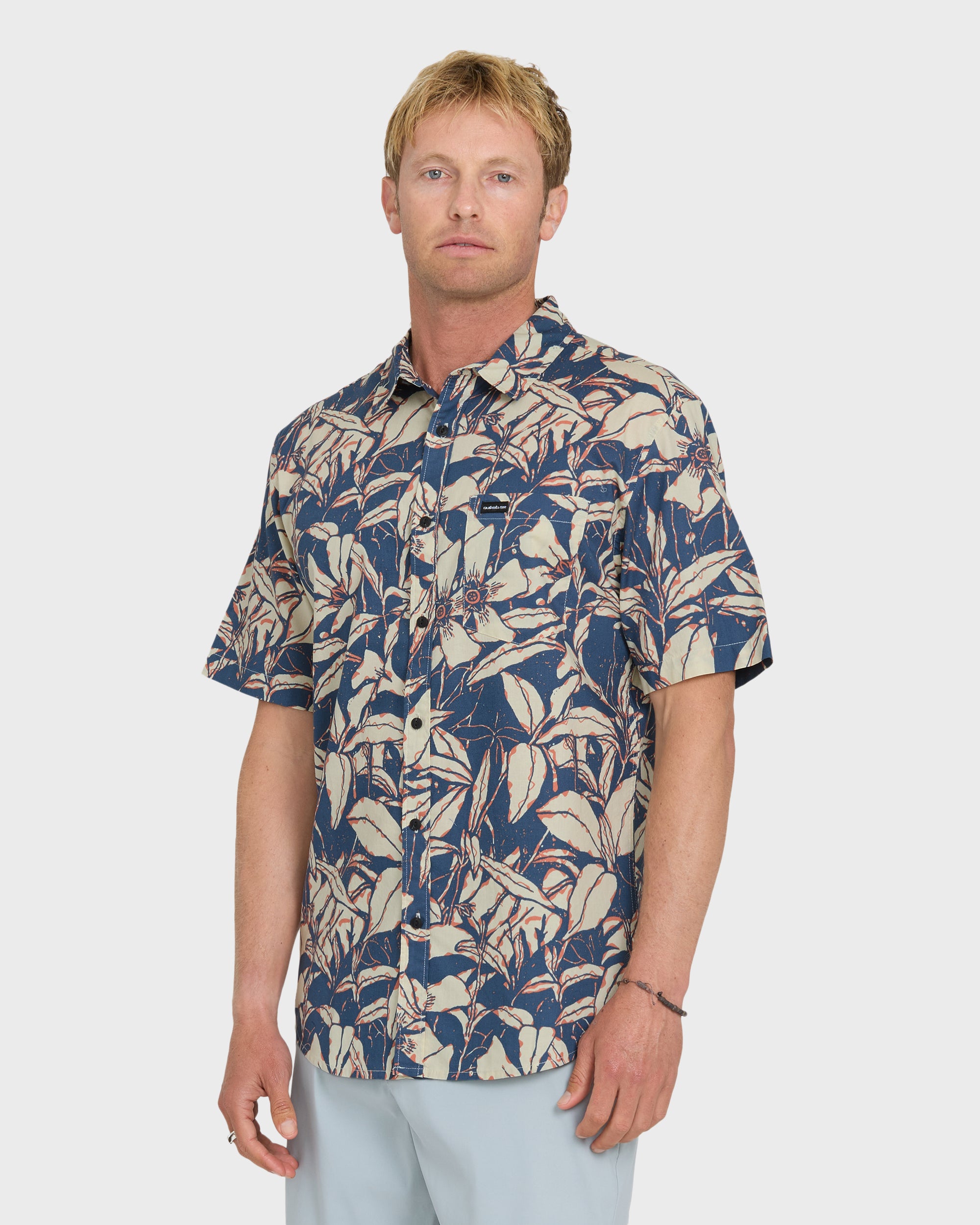Cantina Classic Short Sleeve Cotton Shirt - Dark Denim – Quiksilver