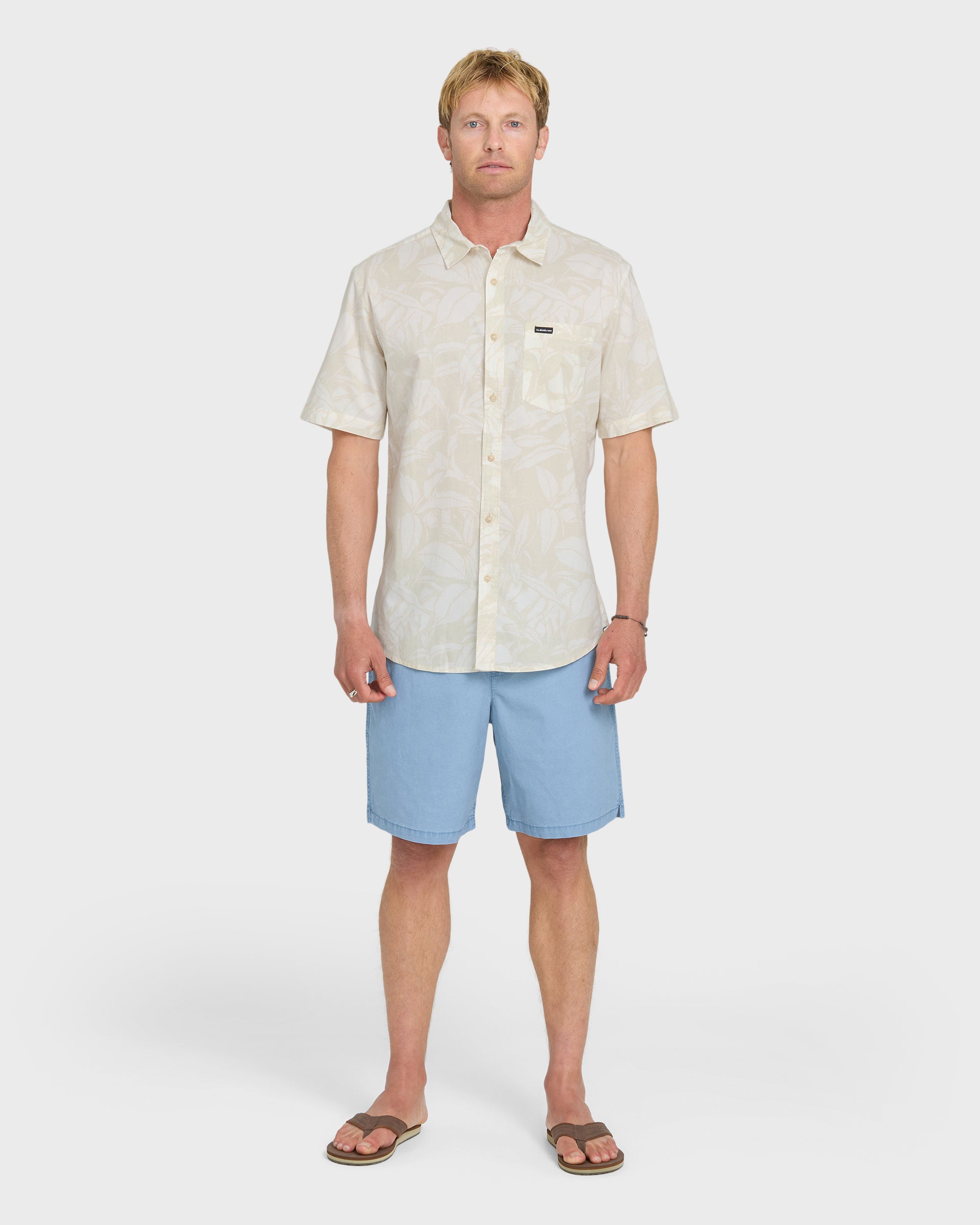 Cantina Classic Short Sleeve Cotton Shirt - Silver Birch – Quiksilver
