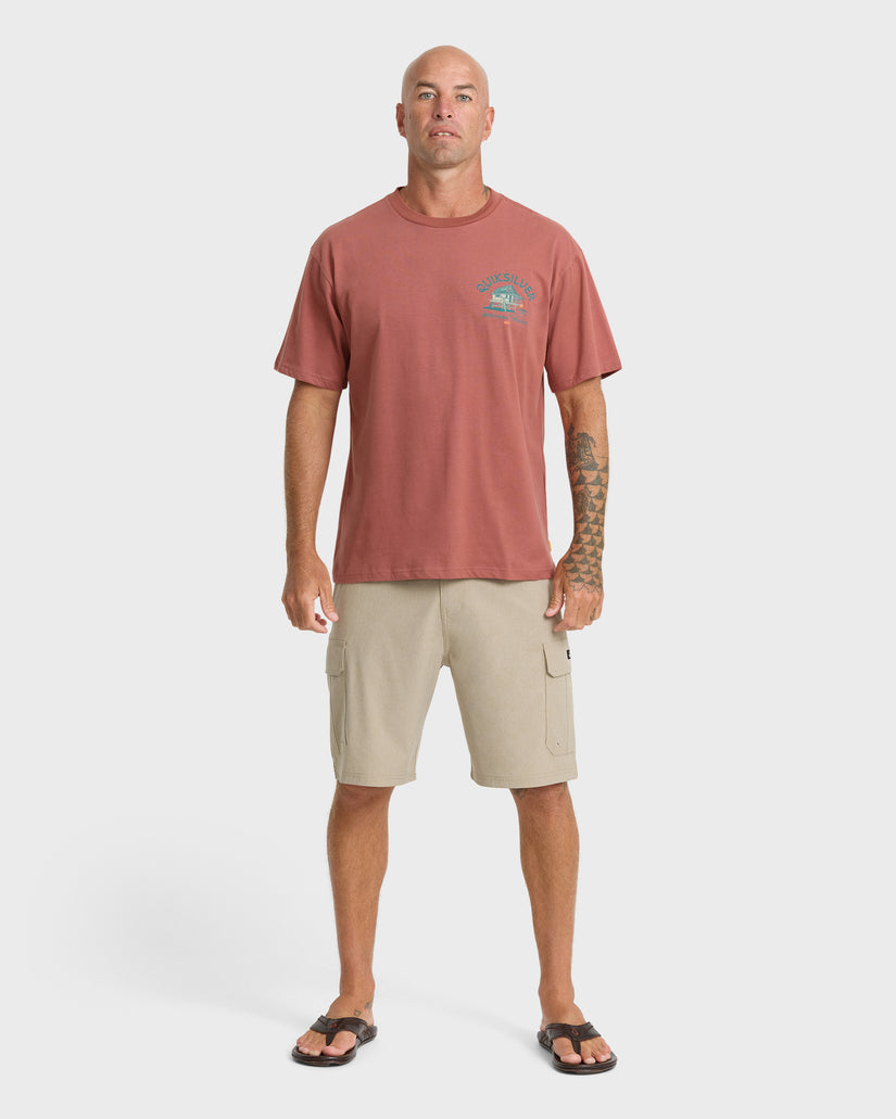 Waterman Tiki Hut Short Sleeve Cotton T-Shirt - Marsala