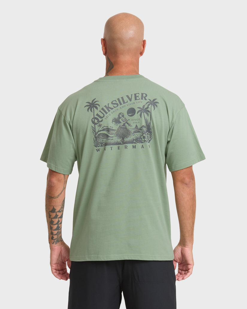 Waterman Lei'd Back Short Sleeve Cotton T-Shirt - Lily Pad
