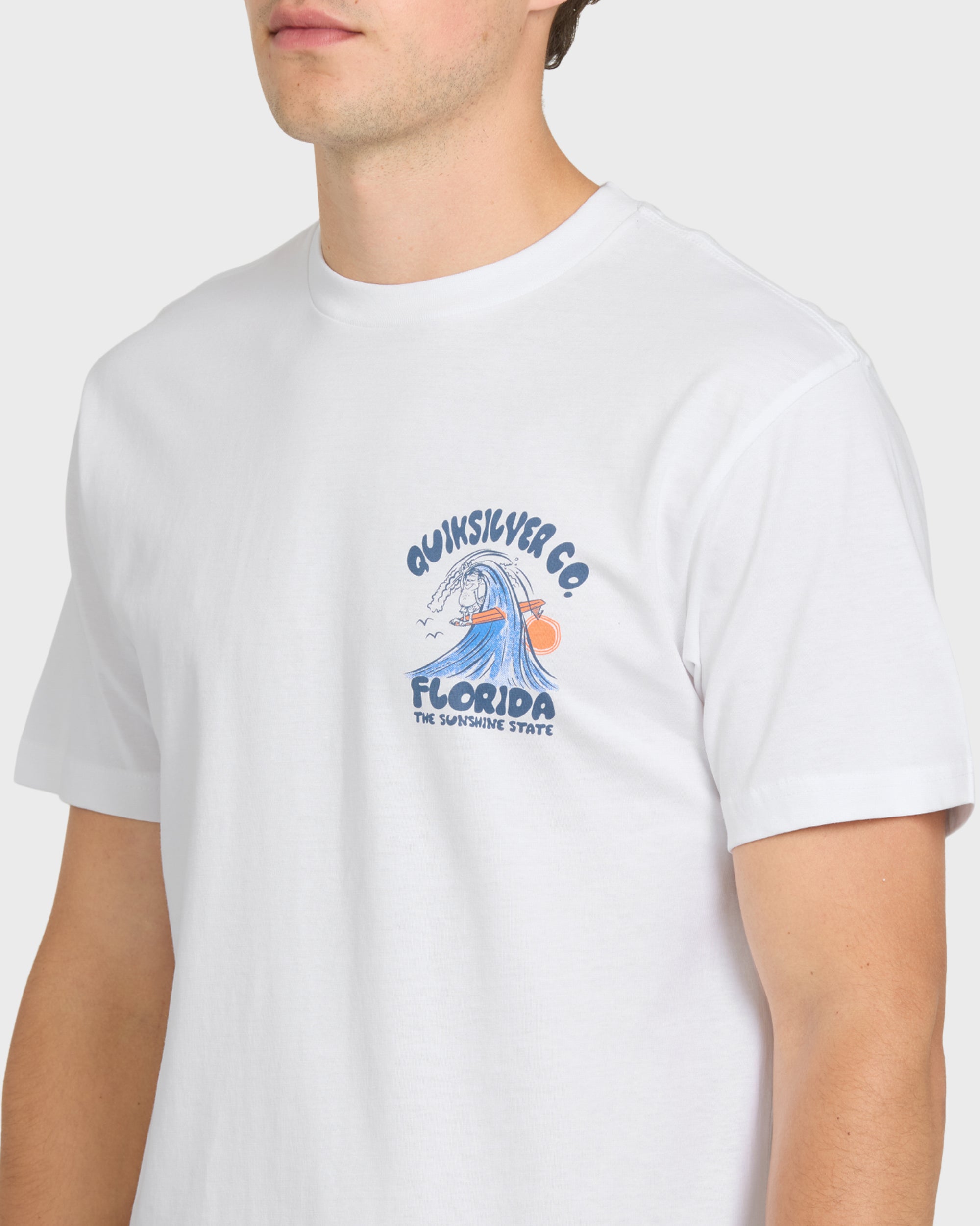Florida Johnny Short Sleeve Cotton T-Shirt - White | Quiksilver