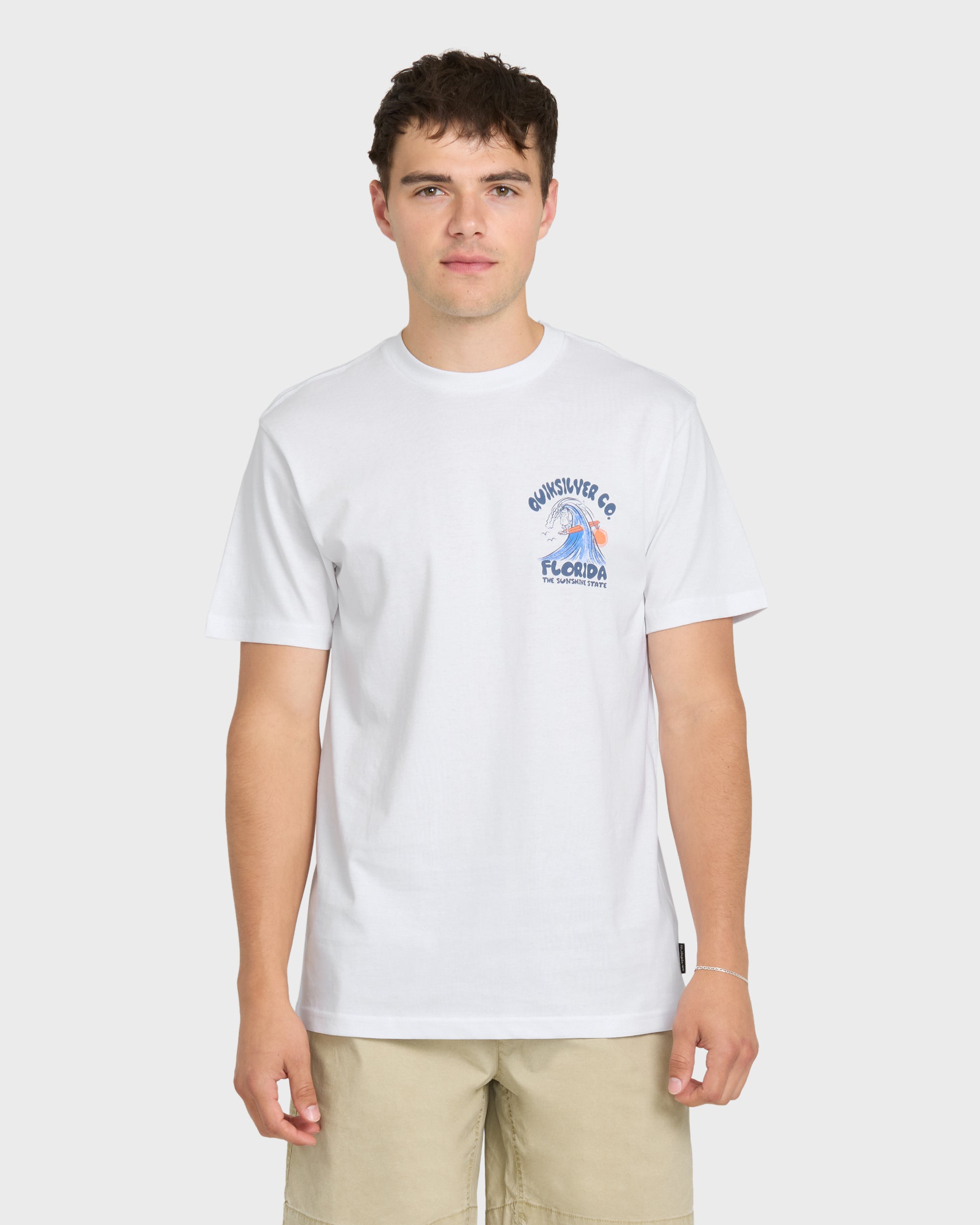 Florida Johnny Short Sleeve Cotton T-Shirt - White | Quiksilver