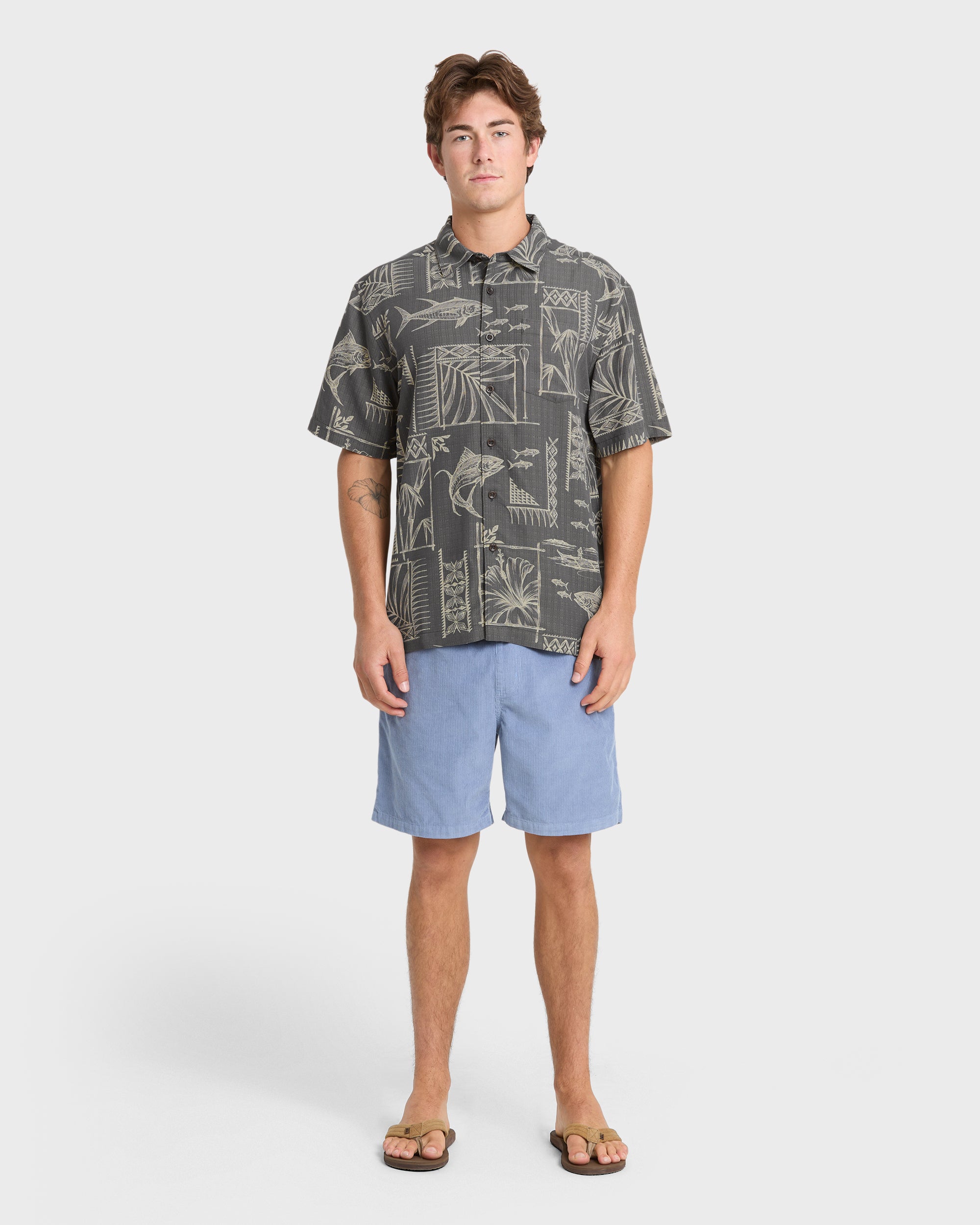 Waterman Paradise Bay Short Sleeve Woven Shirt - Phantom | Quiksilver