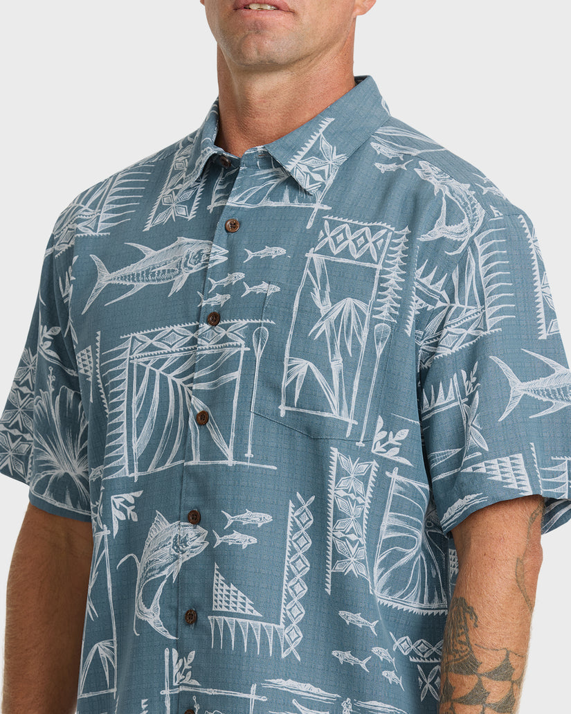 Waterman Paradise Bay Short Sleeve Woven Shirt - Real Teal