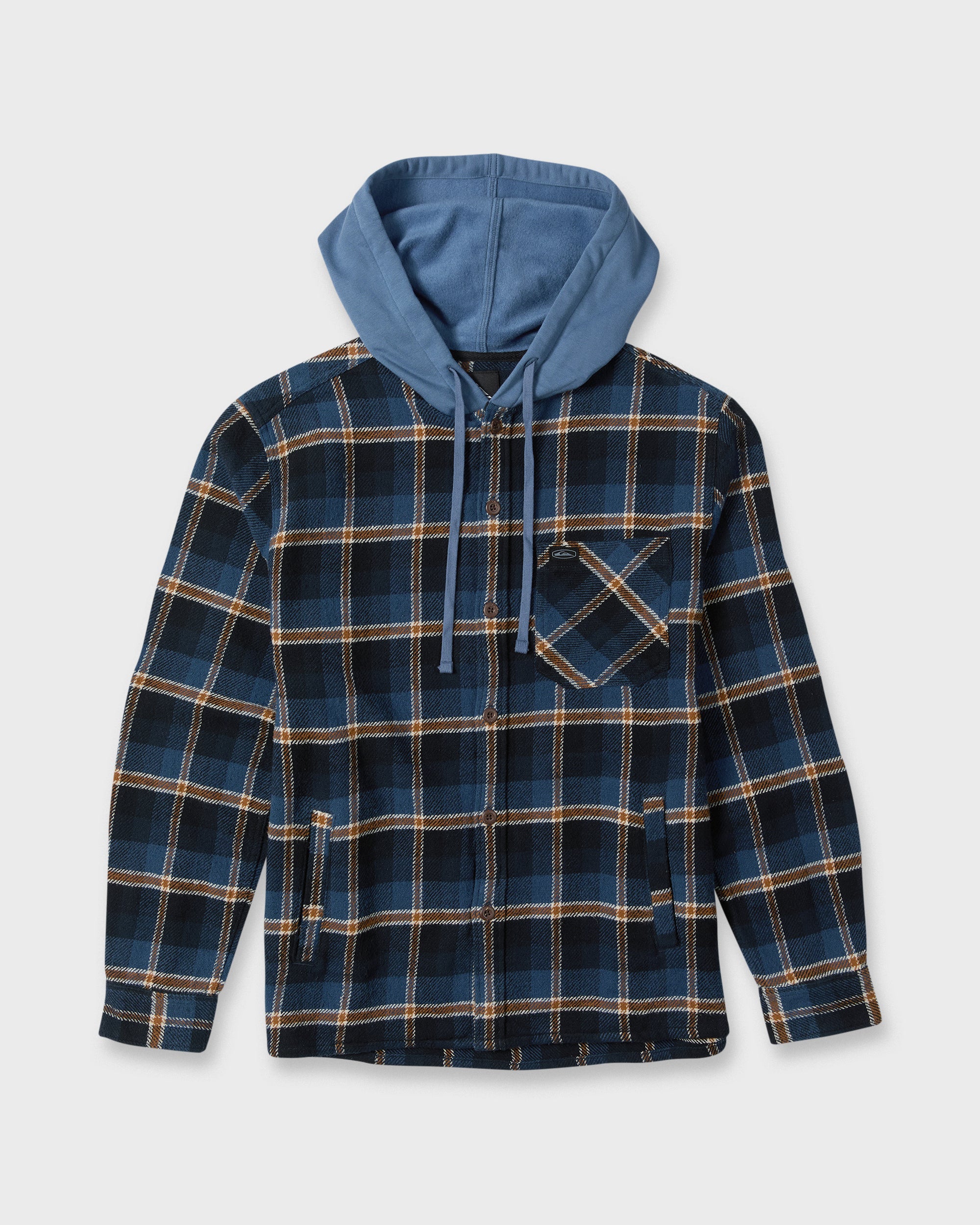 Saltwater Hooded Long Sleeve Flannel Shirt - Dark Denim | Quiksilver