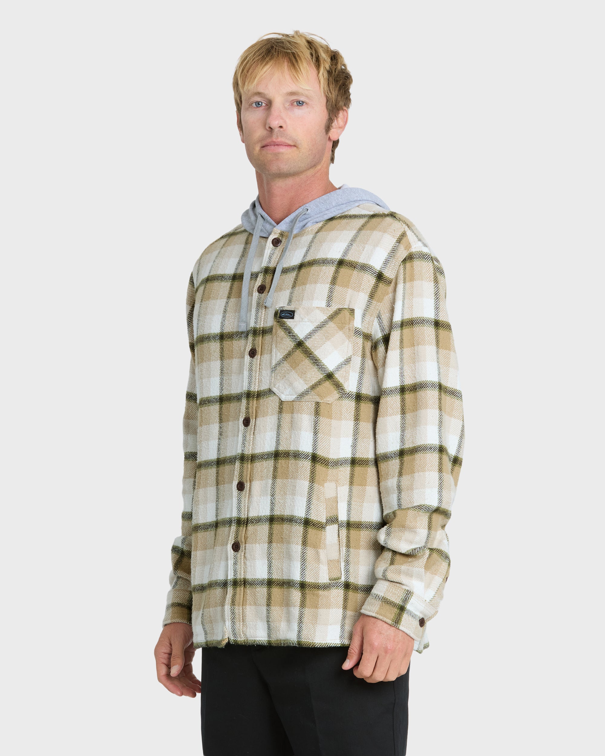 QUIKSILVER Saltwater Hooded Long Sleeve Flannel Shirt