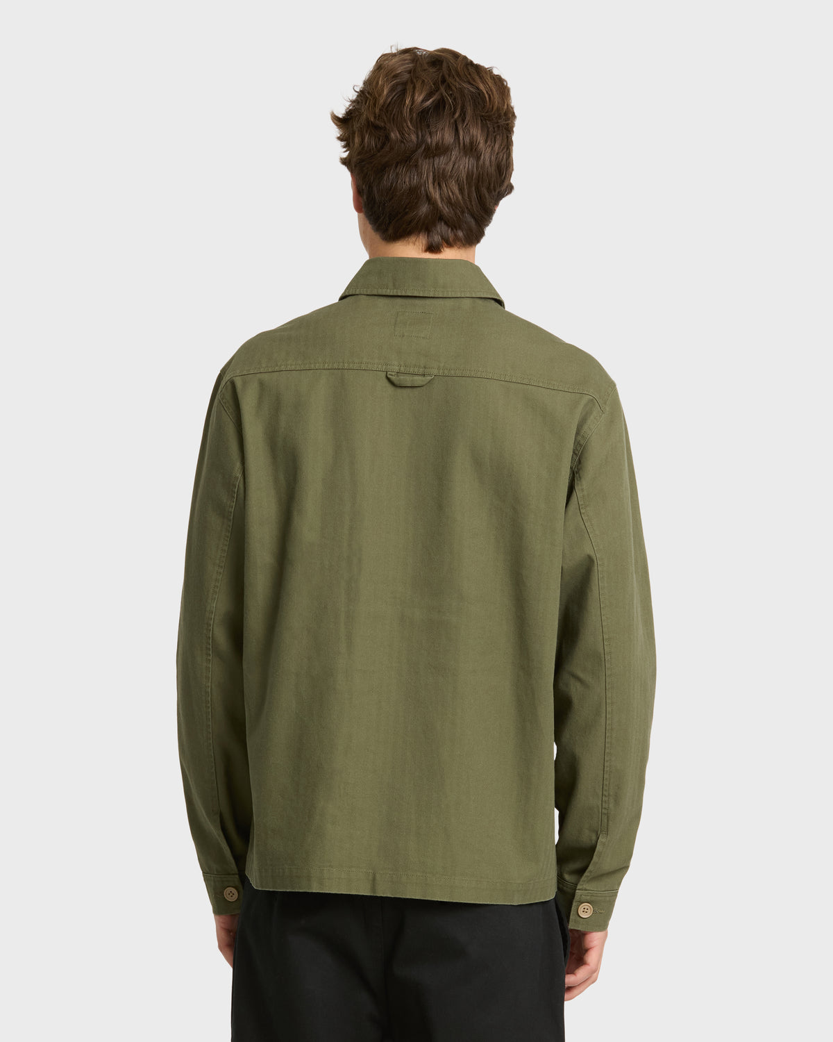 Herringbone Long Sleeve Woven Overshirt - Grape Leaf