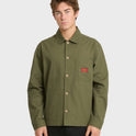 Herringbone Long Sleeve Woven Overshirt - Grape Leaf