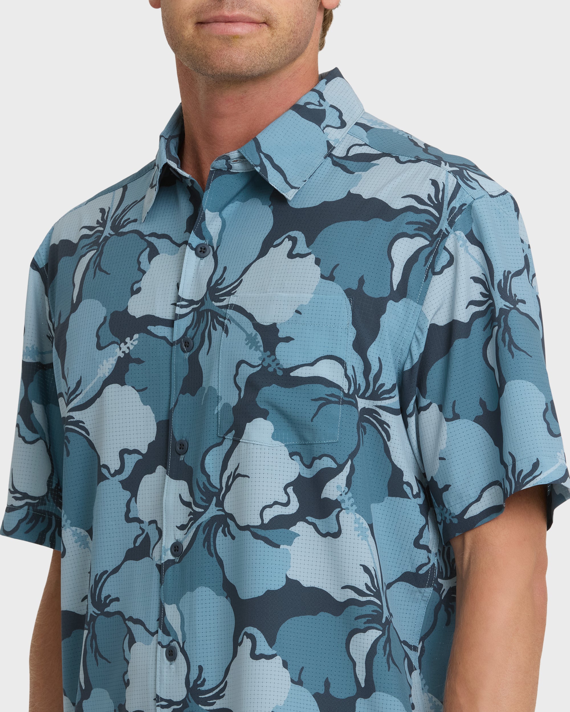 Waterman Mix Performance Pack Short Sleeve Woven Shirt - Blue