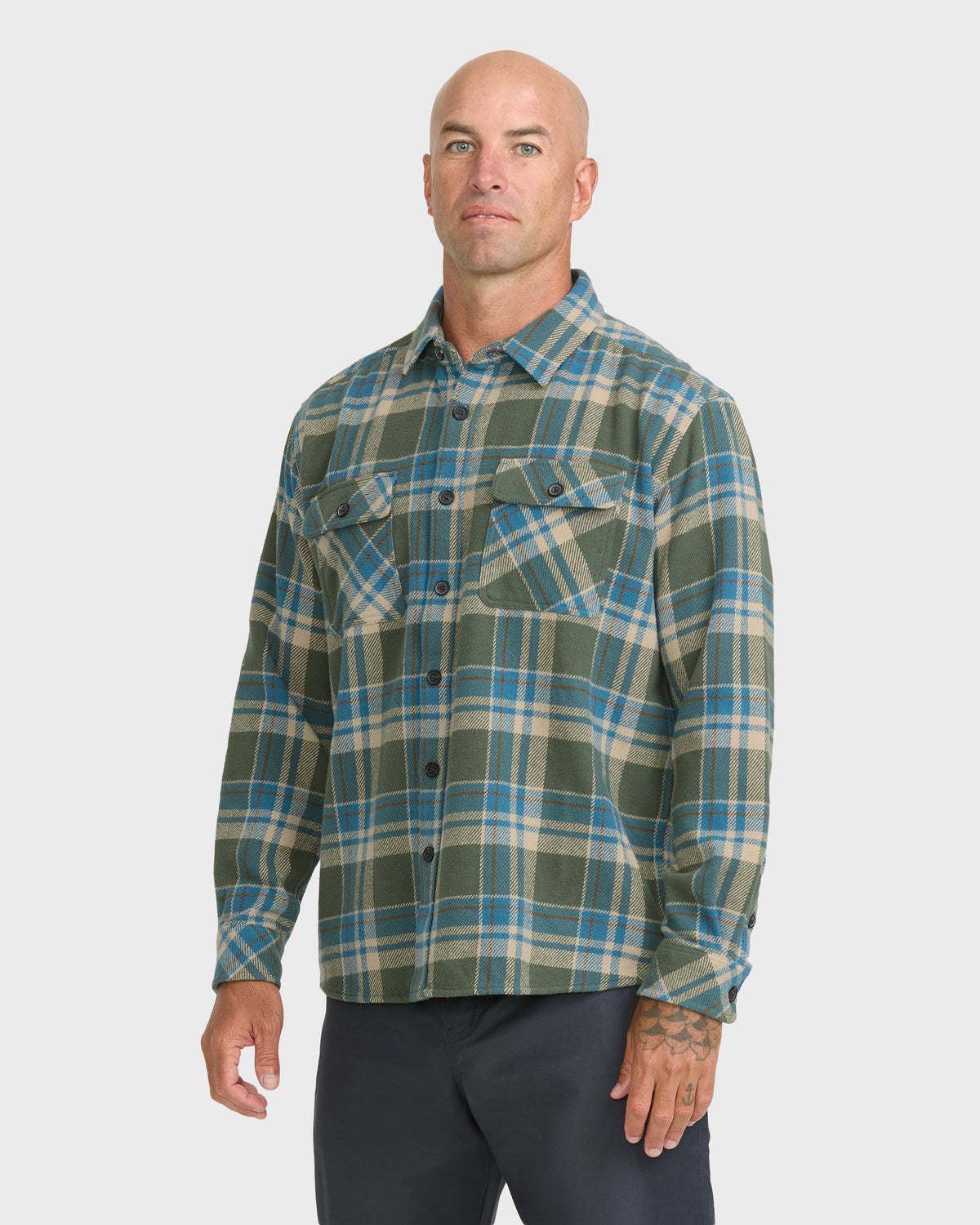 Waterman-Dover-Long-Sleeve-Flannel-Overshirt-Thyme-4