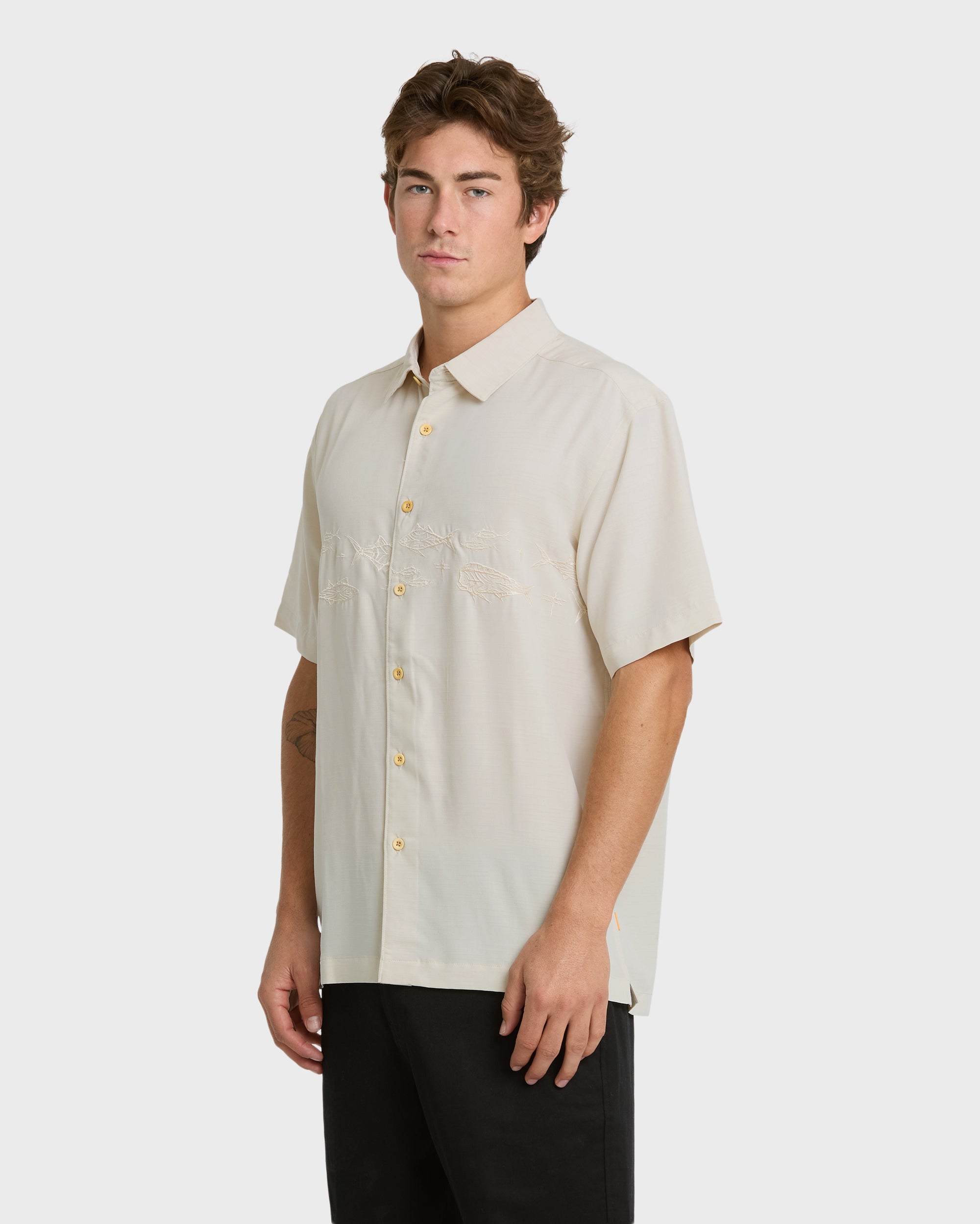 Waterman Offshore Short Sleeve Woven Shirt - Moonbeam | Quiksilver