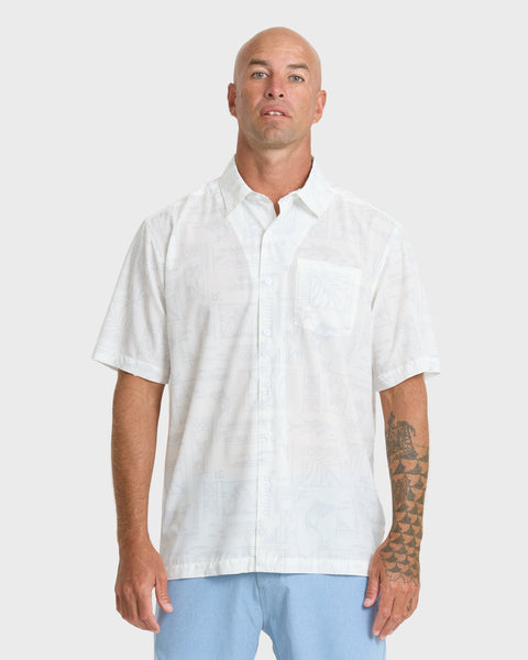 Local Golf オーバーサイズシャツ ホワイト Waterman Paradise Bay Short Sleeve Woven Shirt - White | Quiksilver
