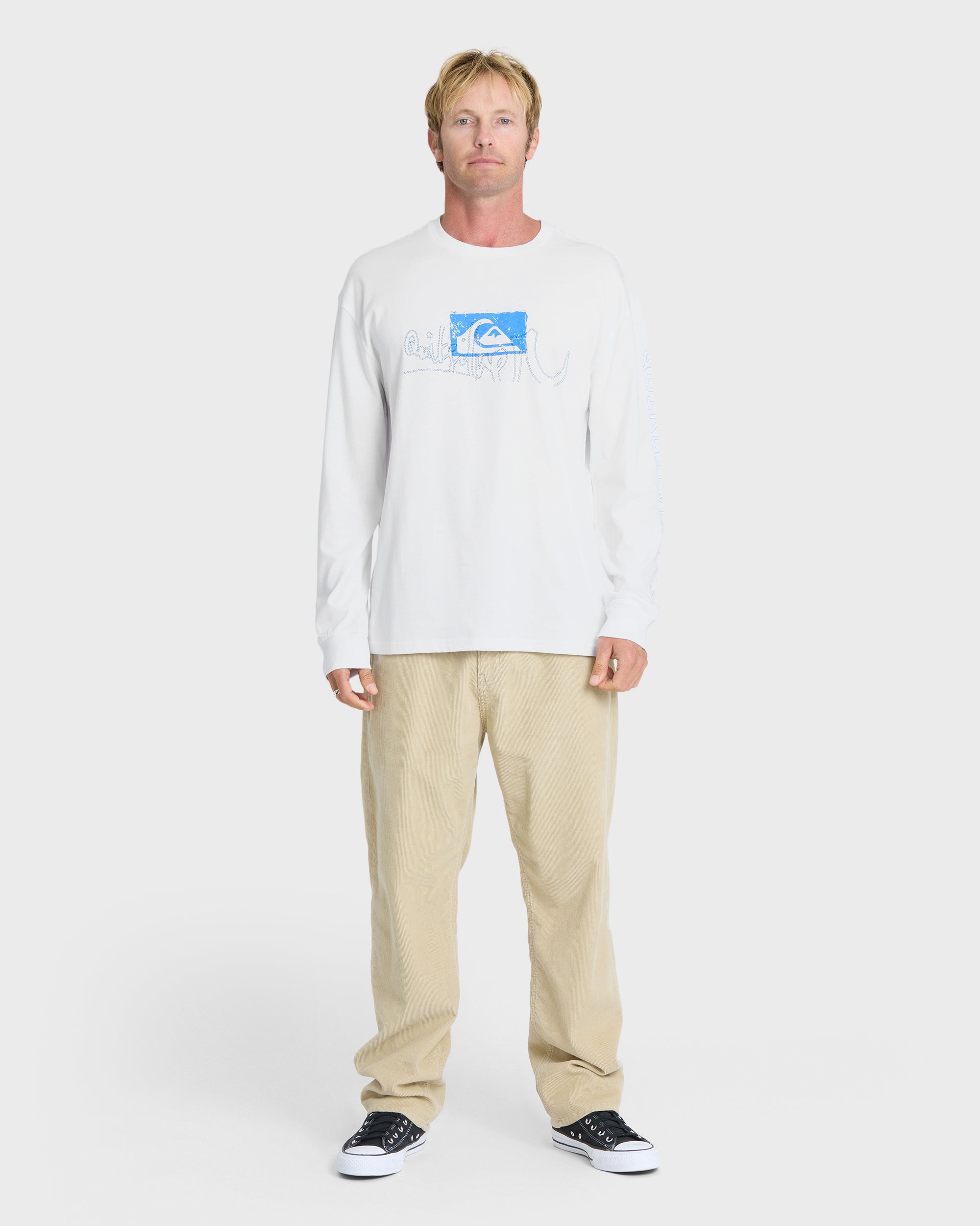 Young Guns Impaired Embellishment Long Sleeve Cotton T-Shirt