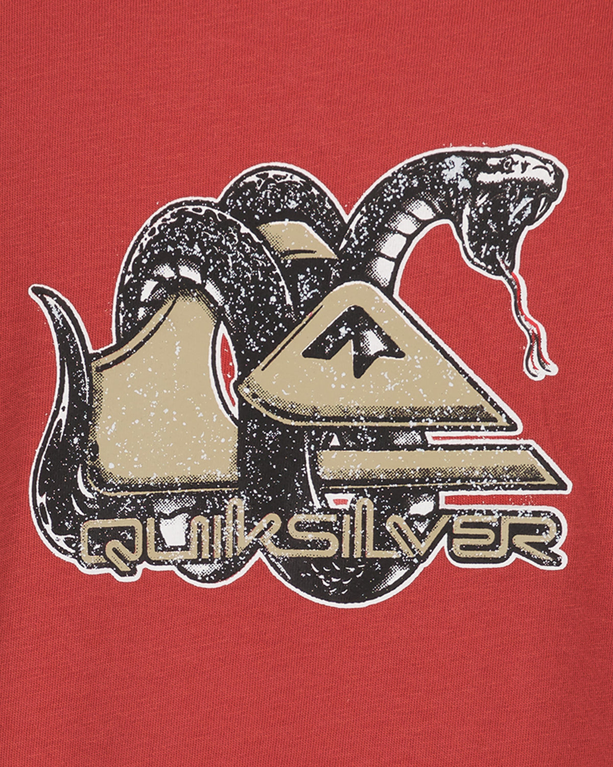 Quiksilver logo with two snakes on a red background