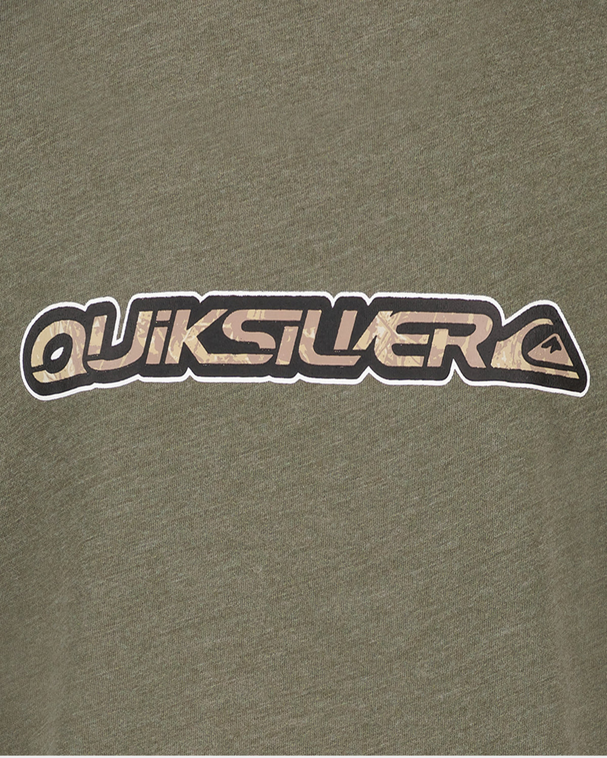 Quiksilver logo on a green background