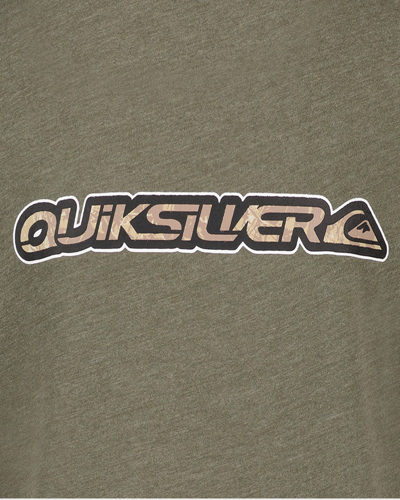 Quiksilver logo on a green background