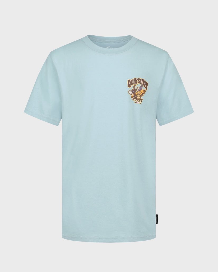 Light blue t-shirt with a logo on a white background