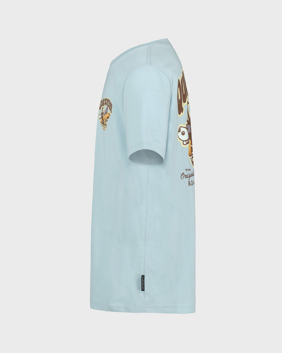 Light blue jacket with graphic designs on a white background