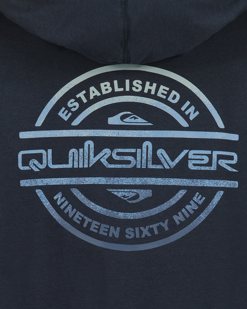 Quiksilver logo on a dark hoodie