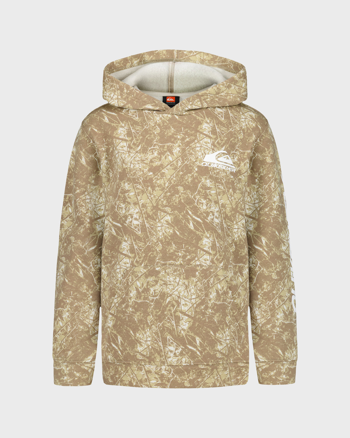 Camouflage hoodie with a logo on a white background