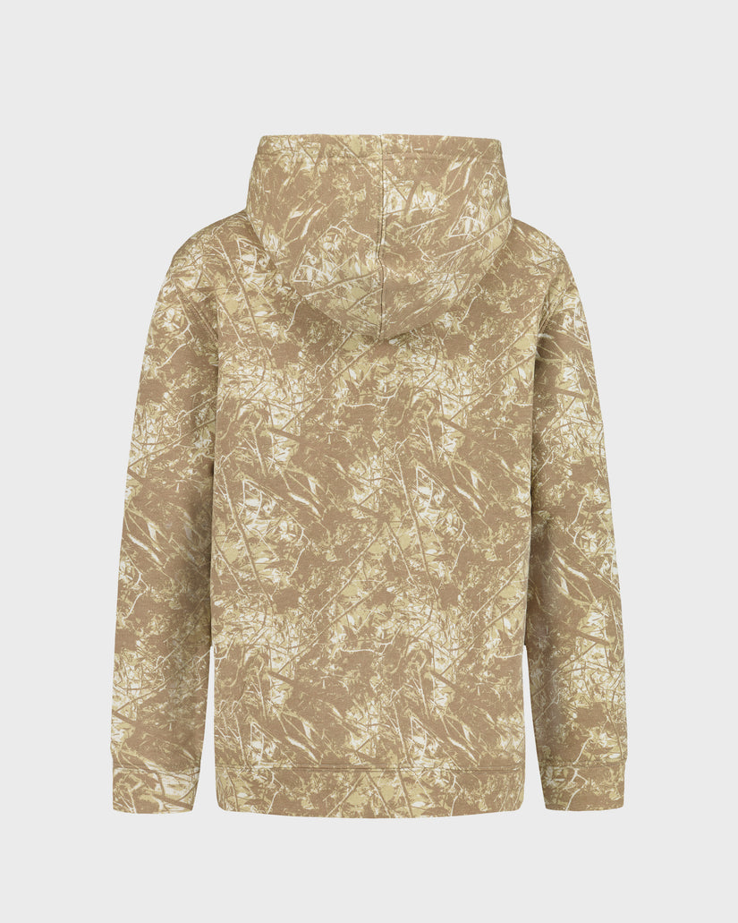 Camouflage-patterned jacket on a light gray background