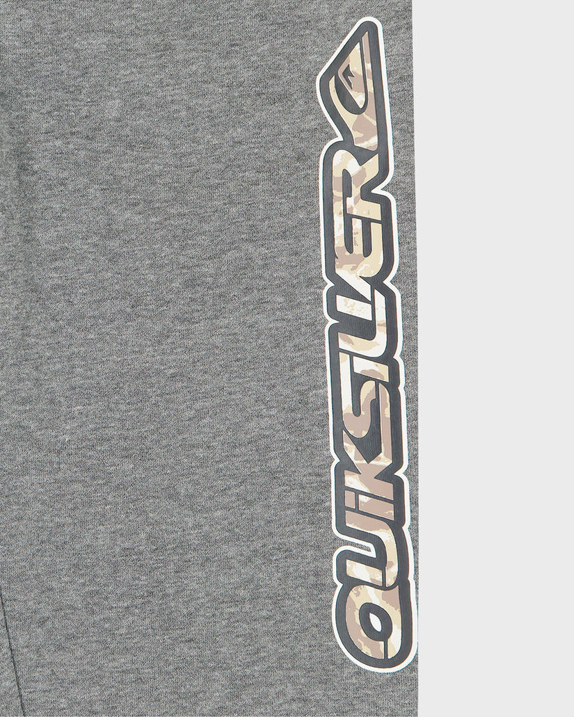 Gray sweatshirt with Quiksilver logo on a gray background