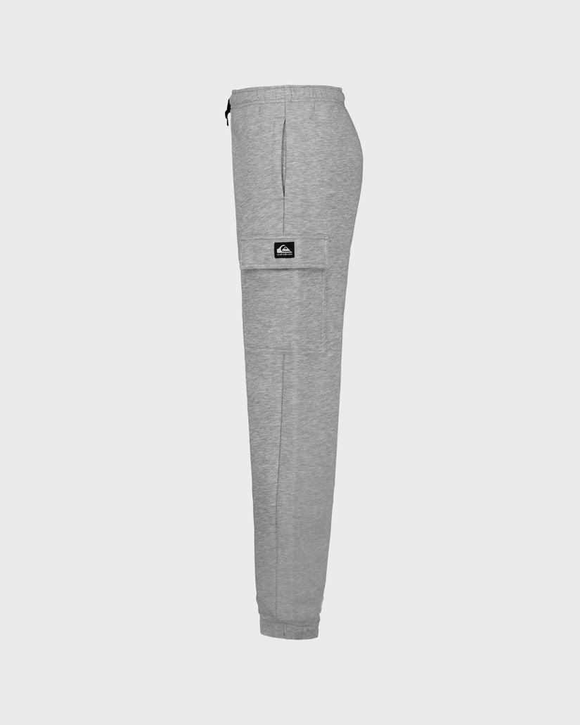 Gray sweatpants with a small logo on a light gray background