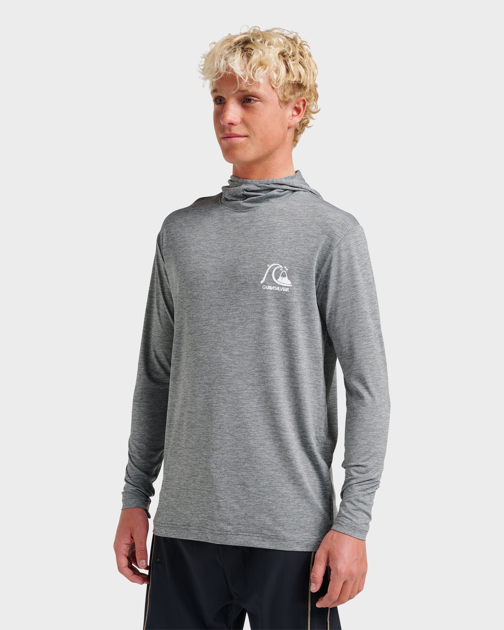 Dna Logo Surf Hood Long Sleeve Surf Tee - Smoked Gray Heather