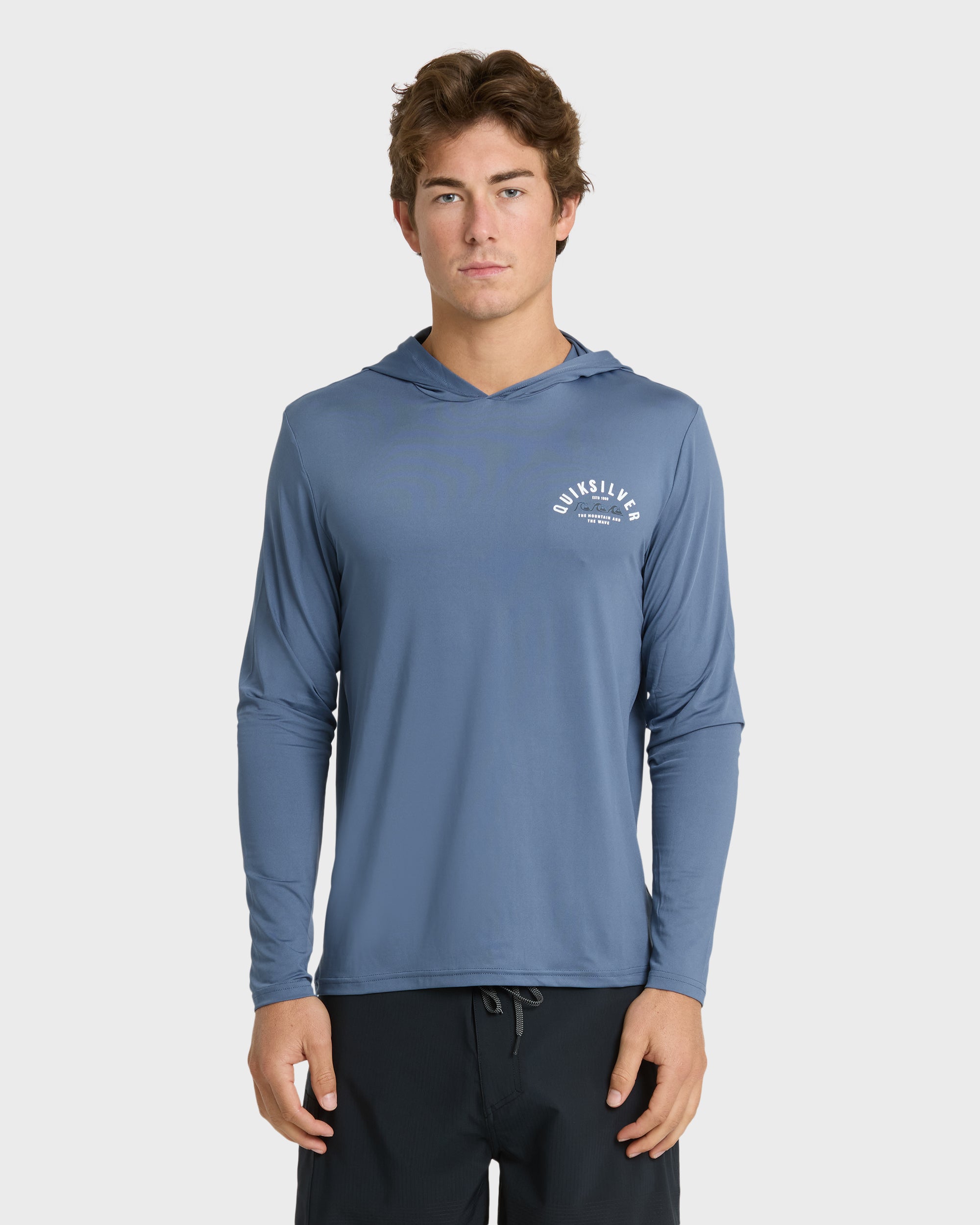 Lookup Long Sleeve Sun Hooded Rashguard - Seaport | Quiksilver