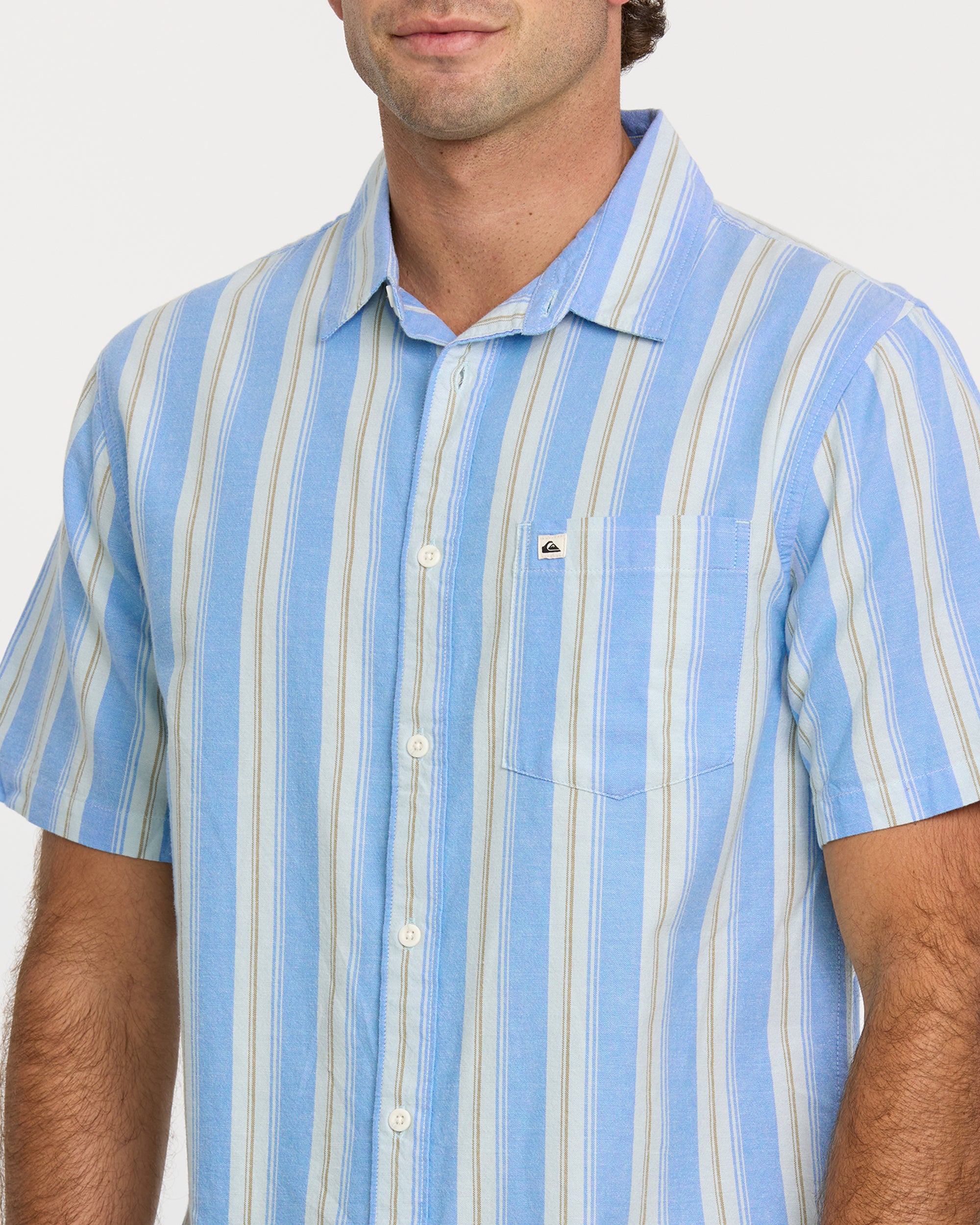 Oxford Stripe Classic Short Sleeve Shirt - Azure | Quiksilver
