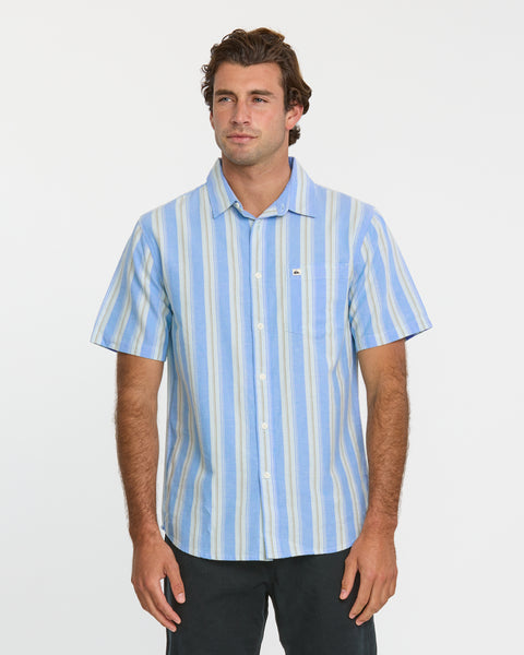 Oxford Stripe Classic Short Sleeve Shirt - Azure | Quiksilver