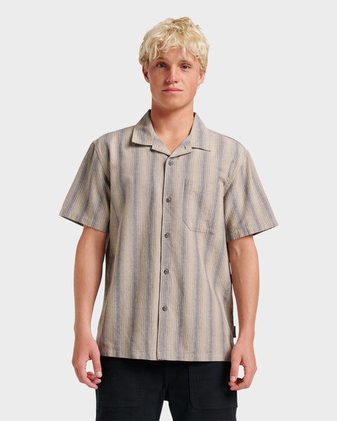 Oxford Stripe Casual Short Sleeve Shirt - Fallen Rock | Quiksilver